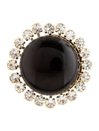 Pre-owned Marni Crystal & Resin Brooch Pin In Black