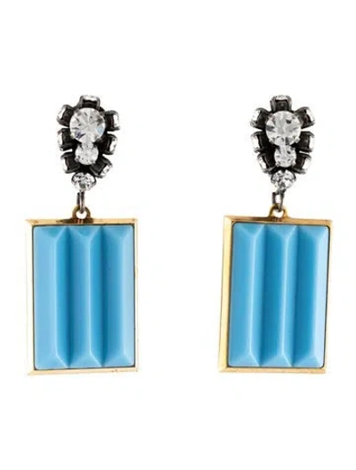 Pre-owned Marni Crystal & Resin Clip-on Drop Earrings In Blue/clear