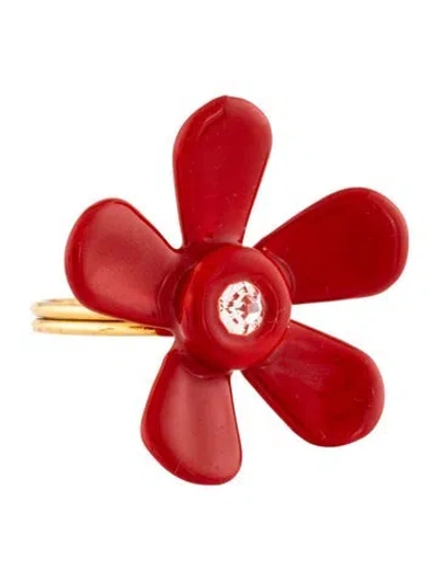 Pre-owned Marni Crystal & Resin Daisy Ring In Red