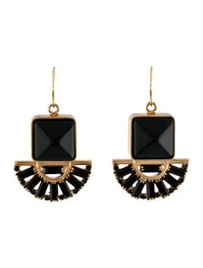 Pre-owned Marni Crystal & Resin Drop Earrings In Black/green
