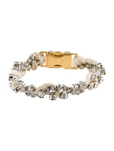Pre-owned Marni Crystal Braided Link Bracelet, 7" In White