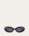 Marni Crystal-embellished Acetate Oval Sunglasses In Black