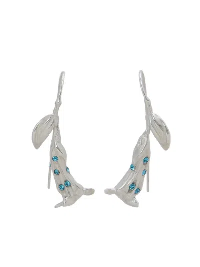 Marni Crystal-embellished Flower Drop Earrings In Blue