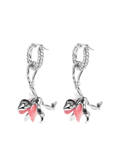 Marni Crystal-embellished Flower Earrings In White