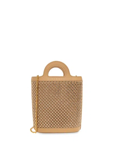 Marni Crystal-embellished Tote Bag In Brown