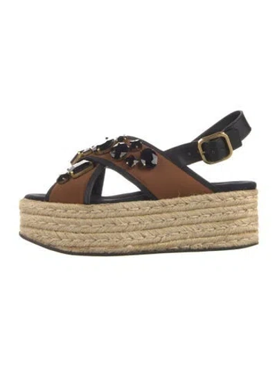 Pre-owned Marni Crystal Embellishments Espadrilles In Brown