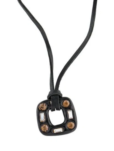 Pre-owned Marni Crystal, Enamel, & Leather Sparkle Pendant Necklace, 49"