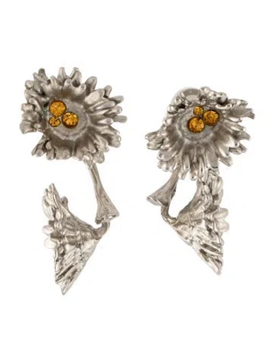 Pre-owned Marni Crystal Flower Drop Earrings In Multicolor