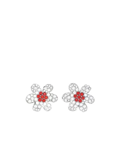 Marni Crystal-flower Drop Earrings In White