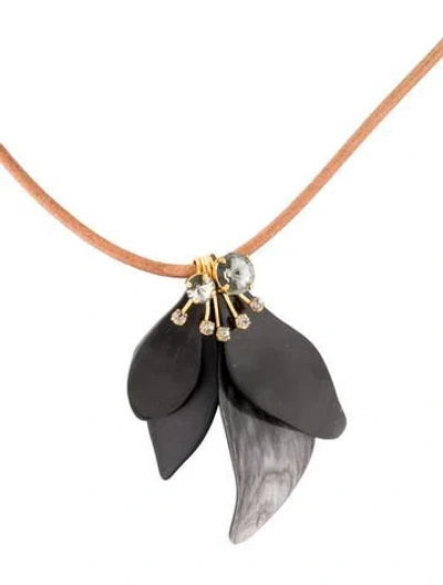 Pre-owned Marni Crystal, Horn, Lether, And Resin Pendant Necklace, 38"