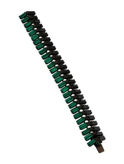 Pre-owned Marni Crystal Link Bracelet In Black/green
