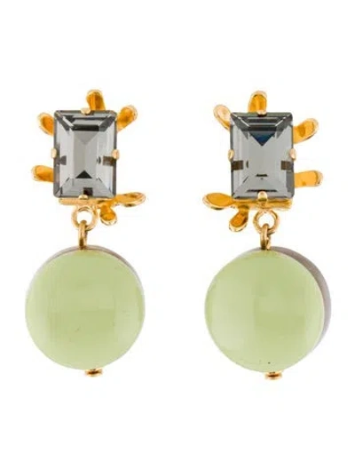 Pre-owned Marni Crystal, Resin & Horn Clip-on Drop Earrings In Multi