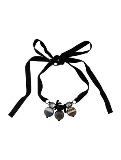 Pre-owned Marni Crystal, Resin & Ribbon Collar Necklace, 71.5" In Multicolor