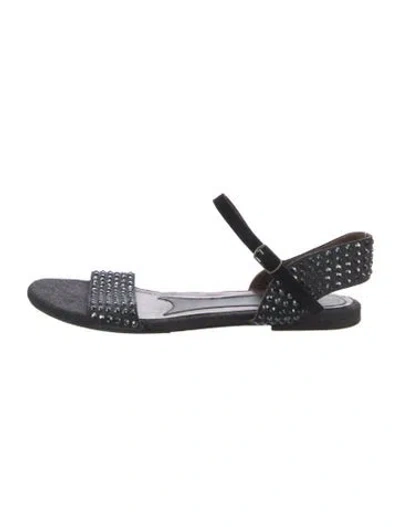 Pre-owned Marni Crystal Slides In Gray