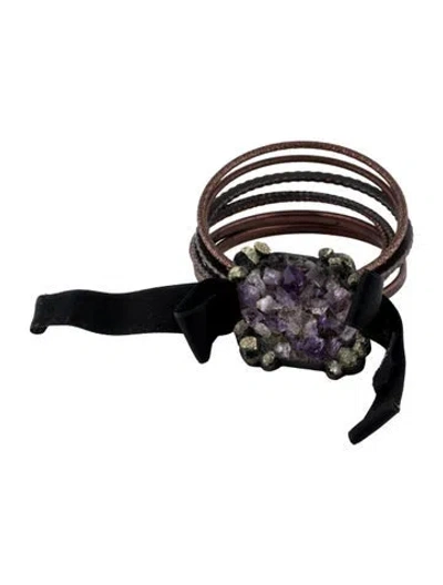 Pre-owned Marni Crystal Stack Bangle Bracelet, 7" In Black