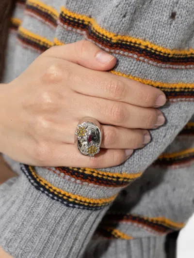 Marni Crystal-embellished Flower Ring In Metallic