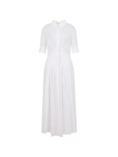 Marni White Poplin Shirt Dress With Gathering