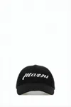 Marni Curved Brim Black Cotton Baseball Cap With Bold Logo In Black