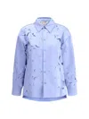 Marni Flower Cut-out Collar Shirt In Blue Lilac