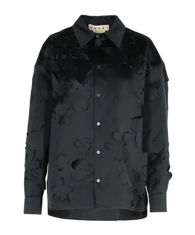 MARNI MARNI CUT-OUT DETAIL DUCHESS SATIN SHIRT