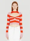 Marni Cropped Wool Sweater With Pink And Red Stripes In Pink