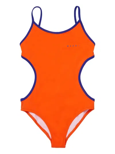 Marni Kids' Cut-out Trim Swimsuit In Multi
