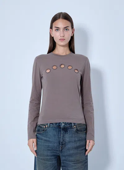Marni Cut-out Detail Long Sleeve Top In Gray