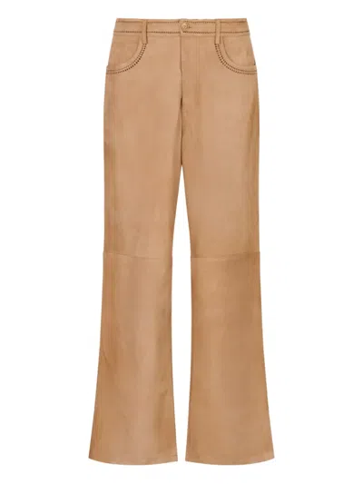 Marni Brown Suede Trousers With Cut-out Detailing