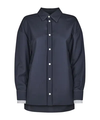 Marni Cuvered Hem Layered Shirt In Blue
