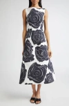 Marni Cybele Print Cotton Poplin A-line Dress In Cyw01 Lily White