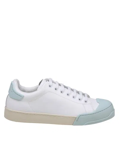 Marni Leather Sneakers In White / Light Blue
