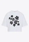 Marni White Cotton T-shirt With Daisy Garden Print In White