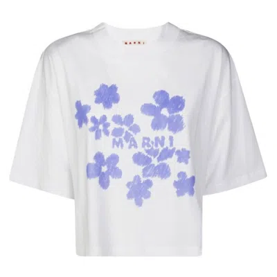 Marni Daisy Garden Print Cotton T-shirt In White