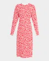 Marni Midikleid Mit Blumen-print In Crimson