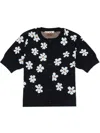 Marni Daisy-print Short-sleeve Jumper In Black