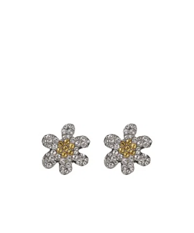 Marni Daisy Stud Earrings With Pavé Rhinestones In Gray