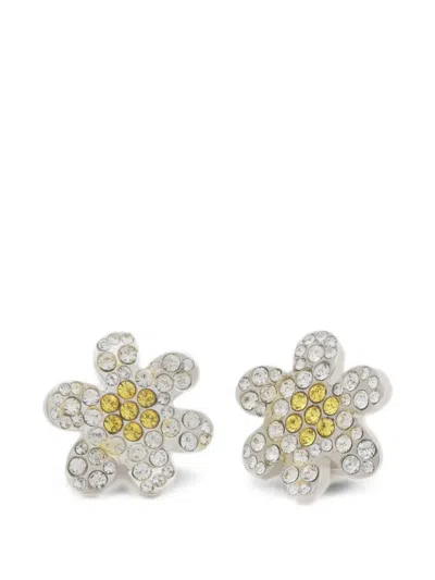Marni Daisy Stud Earrings With Pavé Rhinestones In Transparent