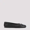 Marni Refined Black Leather Flats With Gathered Detail In Black