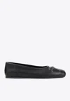 Marni Leather Little Bow Ballerina In Black