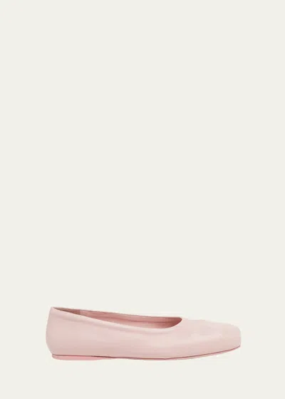 Marni Dancer Leather Bow Ballerina Flats In Antique Rose