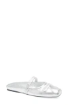 Marni Silver Leather Little Bow Sabot Slippers In Silver