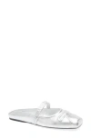 Marni Silver Leather Little Bow Sabot Slippers In Silver