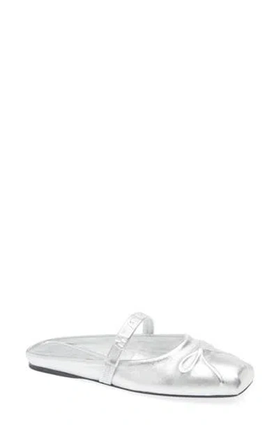 Marni Silver Leather Little Bow Sabot Slippers