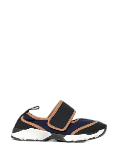 Marni Dark Blue And Black Mary Jane Running Polyamide Sneakers