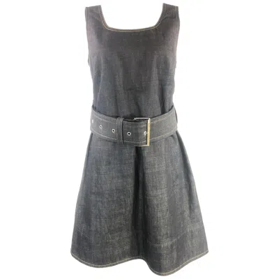 Pre-owned Marni Dark Blue Denim Sleeveless Belted Mini Dress Size 40