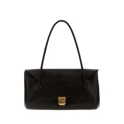 Marni Dark Brown Leather E-w Shoulder Bag Metalbrown Borse A Tracolla In ["brown"]