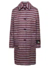 Marni Brushed Striped Single-breasted Coat In Dark Brown