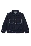 Marni Dark Denim Jacket With Frayed Details In Blue