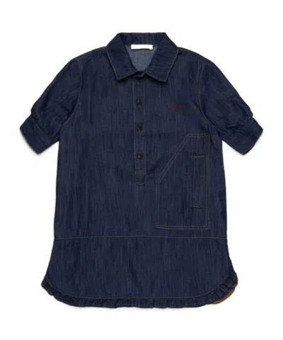 Marni Dark Denim Shirt Dress In Black