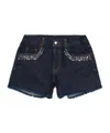 Marni Dark Denim Shorts With Rhinestones In Blue